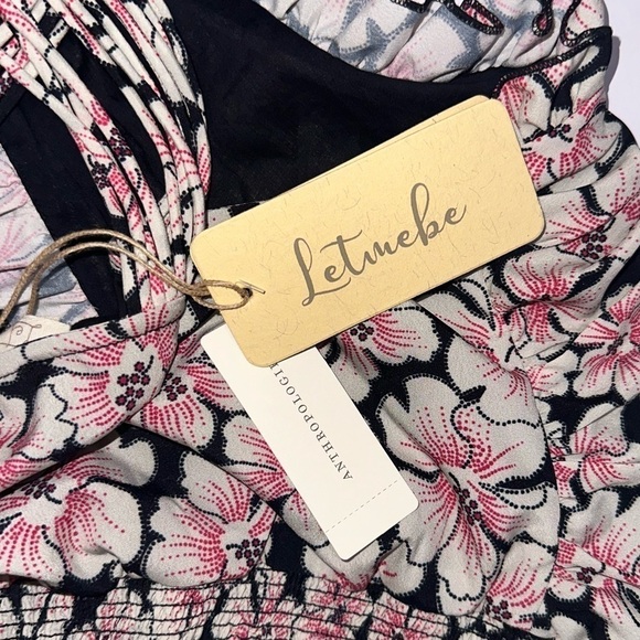 NWT Anthropologie Let Me Be Boho Floral Twisted Ruffle Halter Cropped Top Sz M - Picture 8 of 13